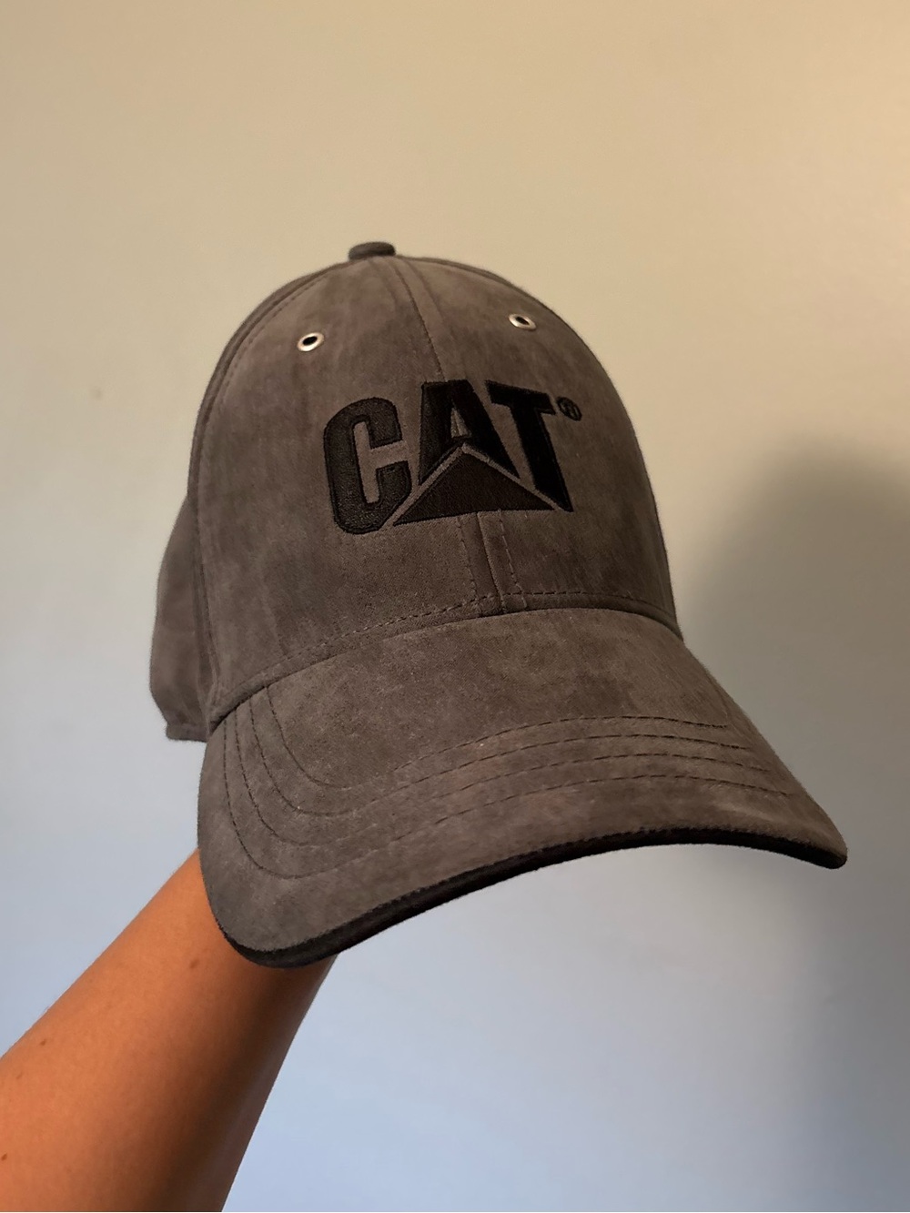 CAT Suede-Look Gray Baseball Cap - Gray, One Size Fits Most